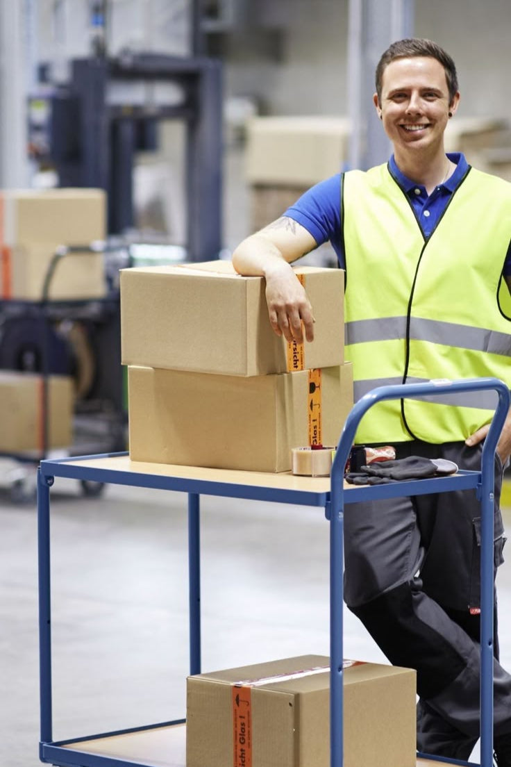Person with boxes
