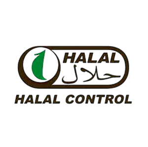 Halal control logo with Arabic text on a white background